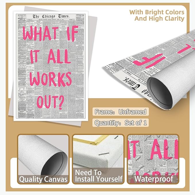 Liyark Retro Trendy Newspaper Canvas Wall Art - Image 2