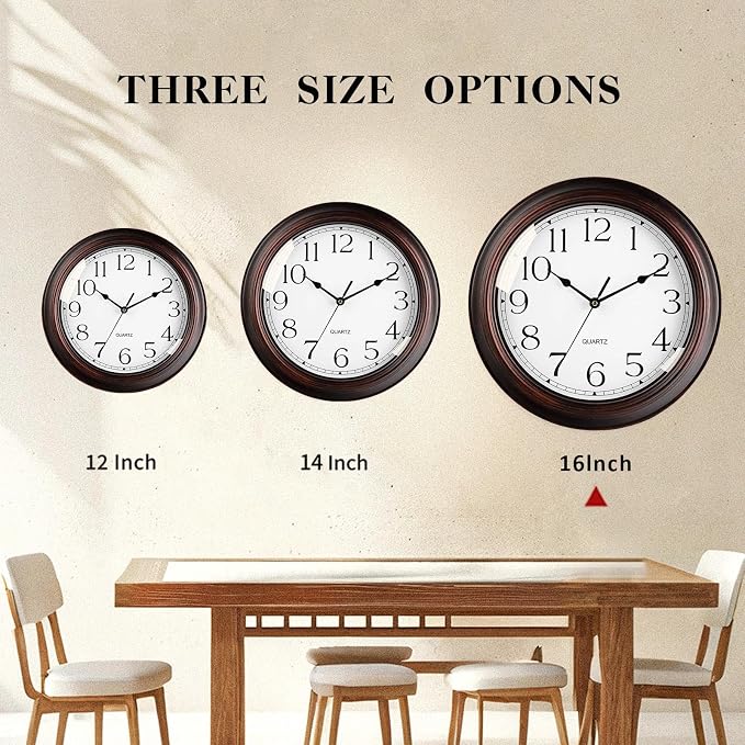 KECYET 16 Inch Wall Clocks Battery Operated Silent Non-Ticking Wall Clock - Image 5