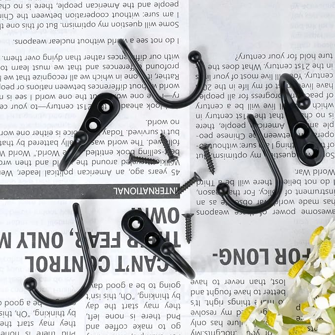Black Wall Mounted Coat Hooks, Rustproof Metal Hooks - Image 7
