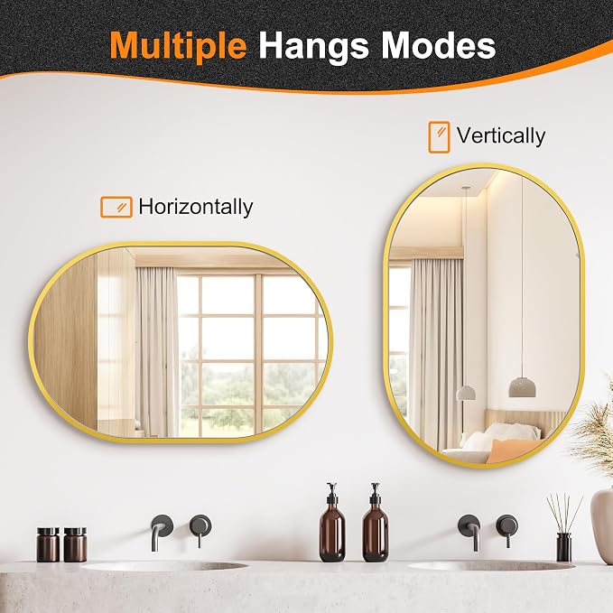 Bathroom Mirror for Wall, Metal Framed Vanity Mirror - Image 8