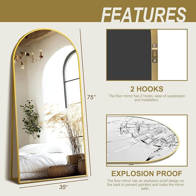 Delma Full Length Mirror, Large Floor Mirror - Image 7