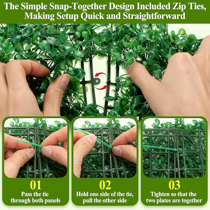 25Pcs Artificial Grass Wall Panels 10" X 10" Greenery Backdrop UV-Protected - Image 4