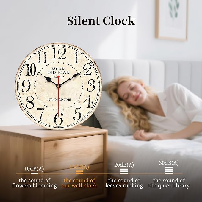 14 Inch Retro Round Wall Clock Old Town Vintage Antique Style Battery Operated - Image 5