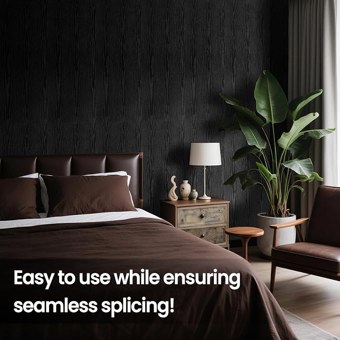 COSNIGHT Black Peel and Stick Wallpaper, Wood Grain Contact Paper Self Adhesive - Image 5