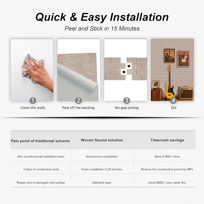 WoveN SounD Brick Acoustic Wall Panels Seamless Visual, High Density, Sound - Image 9