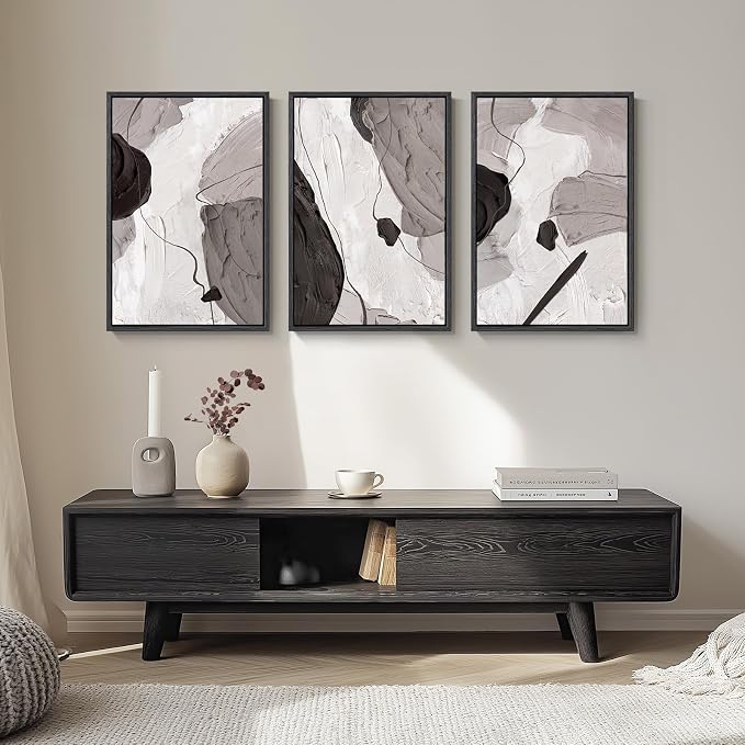 Large Framed Black and White Grey Abstract Wall Art - Image 5