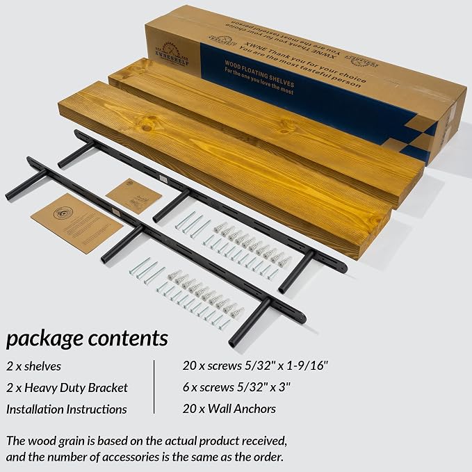 Rustic Floating Shelves 48 inch Long 8 inch deep Set of 2, Solid Wood Wall - Image 7
