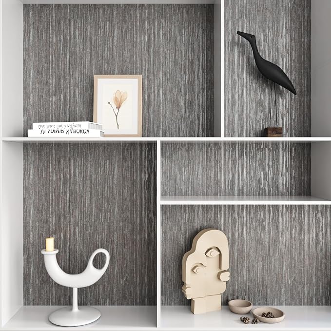 VEELIKE Lustre Brown Grasscloth Wallpaper Textured Woven Wallpaper Peel and - Image 7