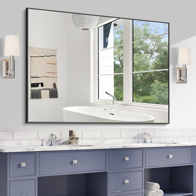 KOCUUY Black Mirror, HD Tempered Glass, Anti-Rust Frame, Modern Design - Image 9