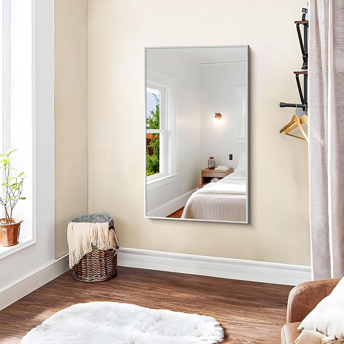 KOCUUY Silver Framed Mirror, HD Tempered Glass, Anti-Rust Frame, Modern Design - Image 7