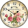 Home Clock 14 Inch Silent Non-Ticking Quartz Movement Wooden Wall Clock Round by Toudorp