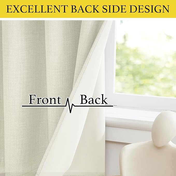 NICETOWN 24 inch Long Blackout Tiers, Farmhouse Grommet Half Window Curtains - Image 3