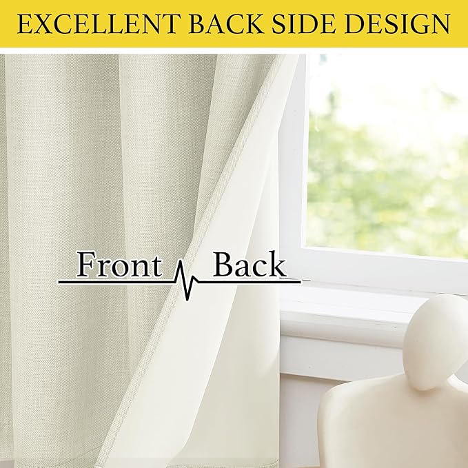 NICETOWN Natural Linen Room Darkening Curtain Valances for, Grommet Faux Linen - Image 5
