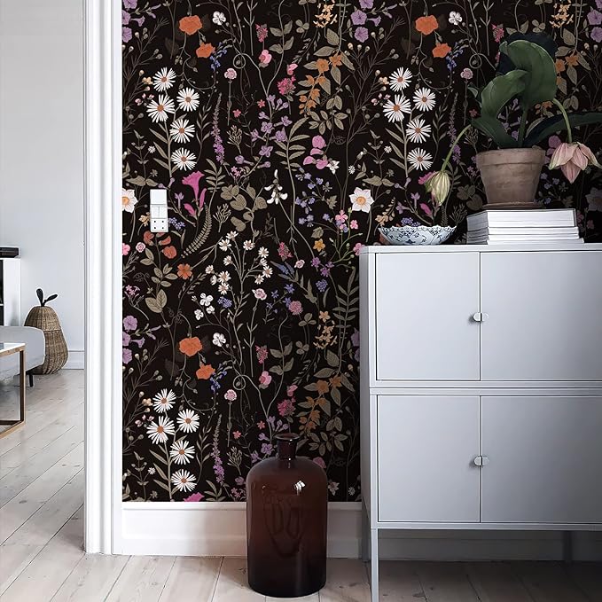 JiffDiff Floral Wallpaper Peel and Stick- 473" x 17.3" Farm Wildwood Daisy - Image 3