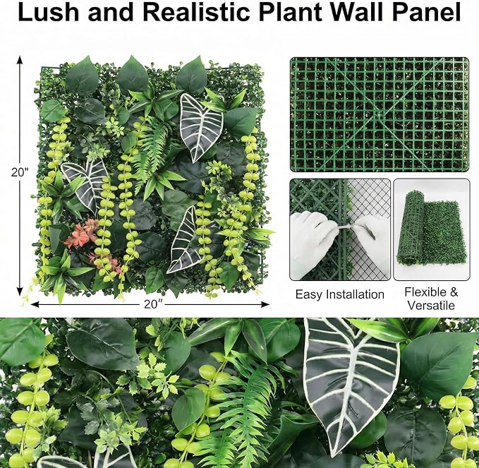 4 Pack 20"x20"Grass Wall Panels-Artificial Boxwood Panels - Image 2