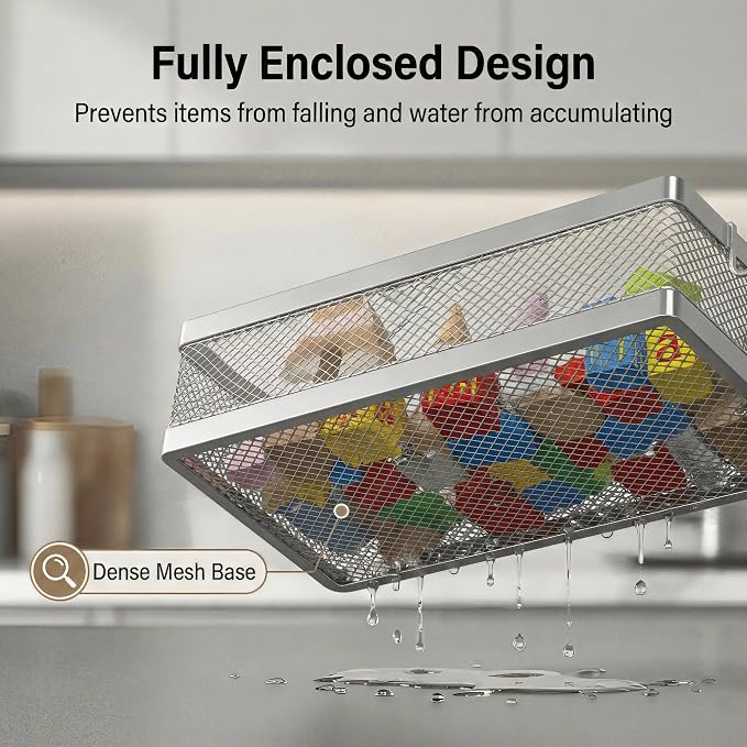 PUSDON Mesh Shower Caddy Wall Mount, Heavy Duty Adhesive Bathroom Shelf - Image 6