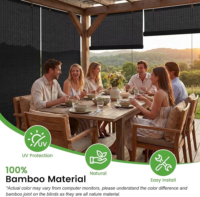 Bamboo Blinds, Custom Sizes Roller Shades - Image 4