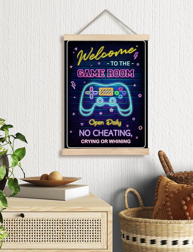 Foritho Neon Welcome to the Game Room Sign Poster Wall Art Framed, Cool Gaming - Image 2