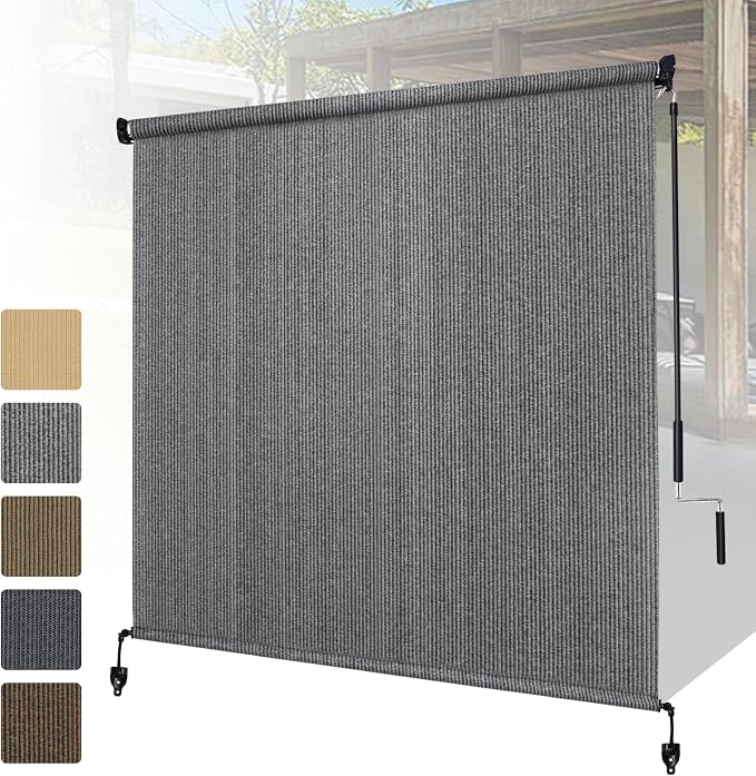 Shade&Beyond Outdoor Roller Shades 4' W x 8' H Cordless Patio Roll Up Blinds by ShadeBeyond