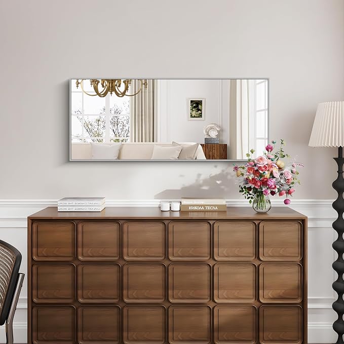 KOCUUY Silver Framed Mirror, HD Tempered Glass, Anti-Rust Frame, Modern Design - Image 6