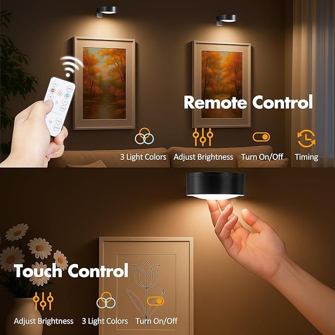 6Pcs Picture Lights for Wall Battery Operated, Magnetic Led Painting Light - Image 5
