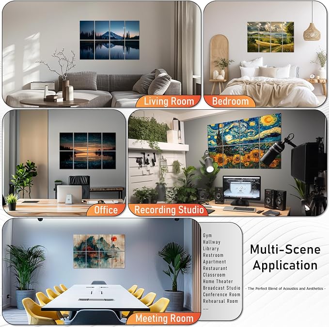 Art Acoustic Panels Tiles Decorative Room Sound Proof Foam Absorbing Panels - Image 5