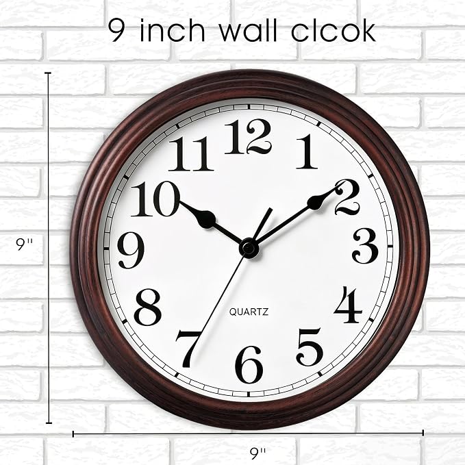 Wall Clock, 9 Inch Silent Wall Clocks Battery Operated, Decorative Clocks - Image 2