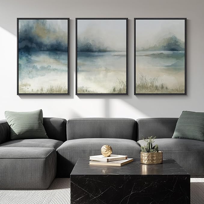 Large Framed Abstract Nature Landscape Wall Art by Cuspin