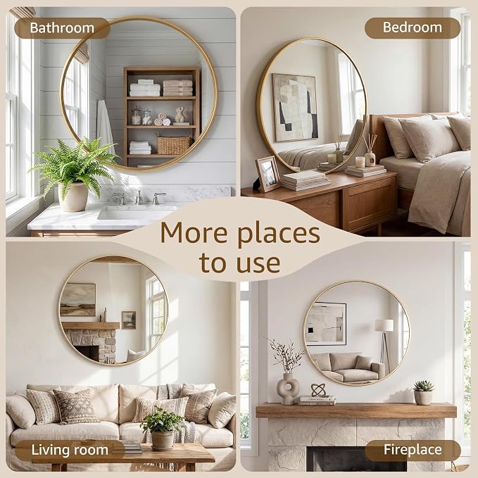 DUMOS 20 Inch Round Wall Mirror, Bathroom Mirror - Image 6