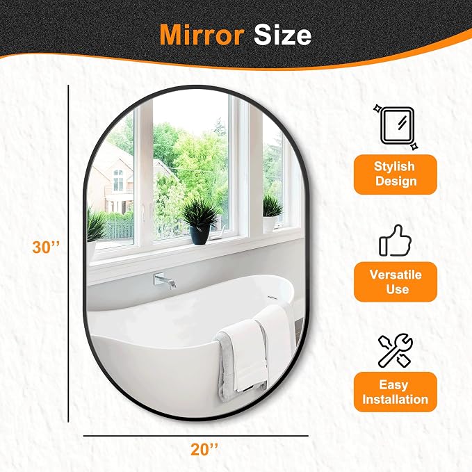 Bathroom Mirror for Wall, Metal Framed Vanity Mirror - Image 7