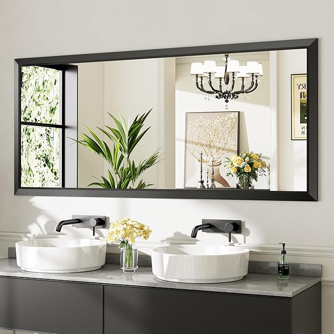 Briivue 72x32 Inch Black Bathroom Mirror by Briivuemodernmirrors