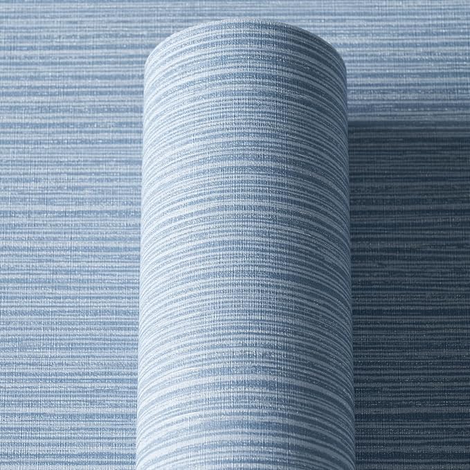 Grasscloth Textured Wallpaper Dark Blue Linen Thick 24" X 394" Fabric Contact - Image 6