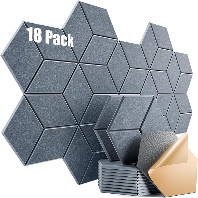 18 Pack Self-Adhesive Acoustic Panels 12" X 10" X 0.4" by Dailycooper