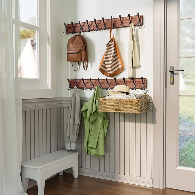 SKOLOO Rustic Large Coat Rack Wall Mount-38.6'' Long Coat Rack - Image 3