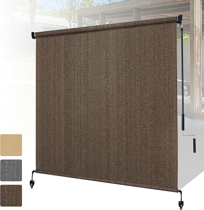 Shade&Beyond Custom Size Outdoor Roller Shades Cordless Patio Roll Up Blinds by ShadeBeyond