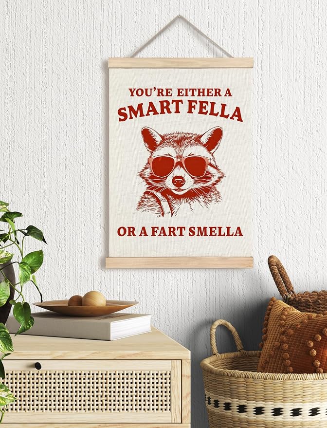 Foritho Funny Raccoon Meme Wall Art Poster Framed, Retro Sarcastic Trash Panda - Image 2