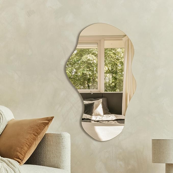 PERFNIQUE Irregular Wall Mirror Asymmetrical Mirror, Cloud Frameless Mirror - Image 6
