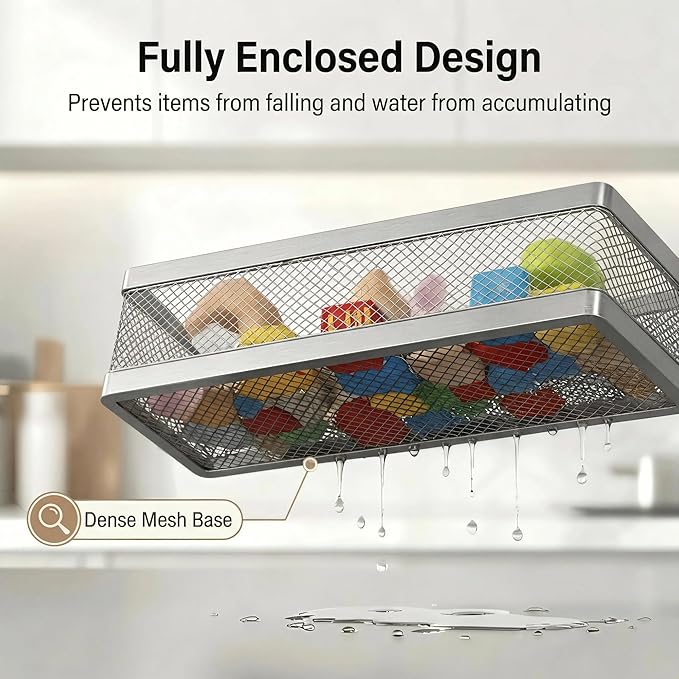 PUSDON 16.5-Inch Extra Long Slim Mesh Shower Caddy, Wall Mounted Bathroom - Image 5