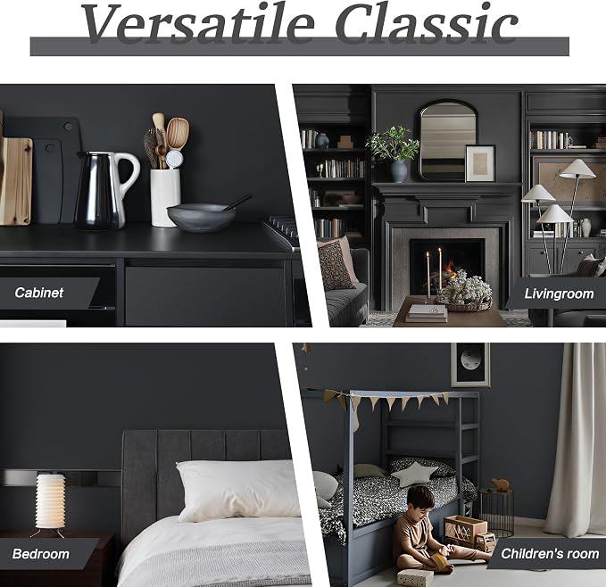 Dimoon 17.7''x393'' Peel and Stick Wallpaper Dark Grey Contact Paper - Image 4