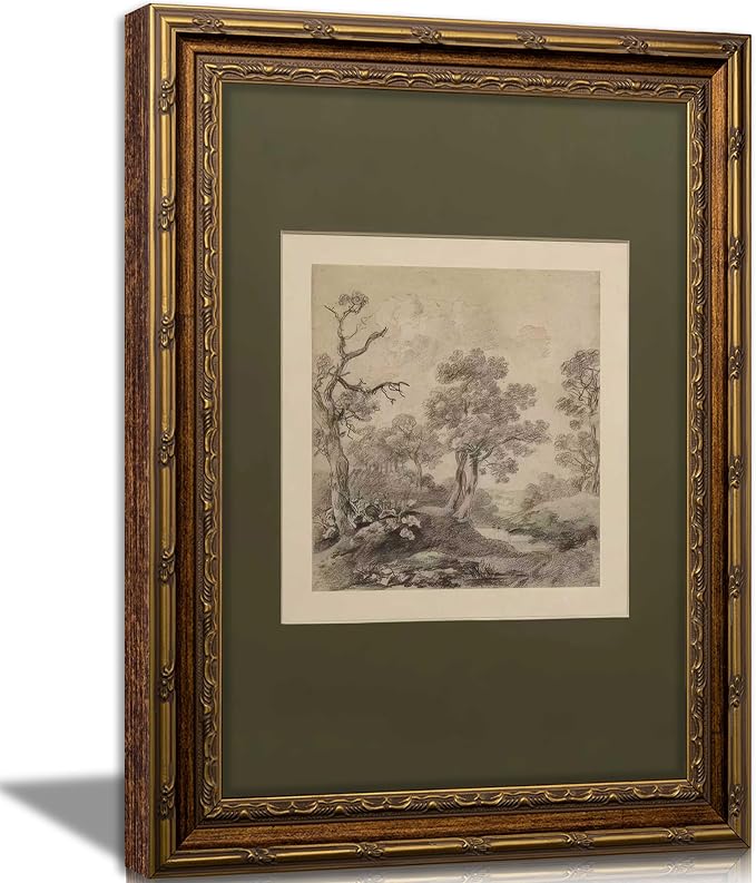 Vintage Gold Framed Wall Art Tree Forest Landscape Painting Canvas Prints Green by DQUCWDKVintagegoldframedwallart
