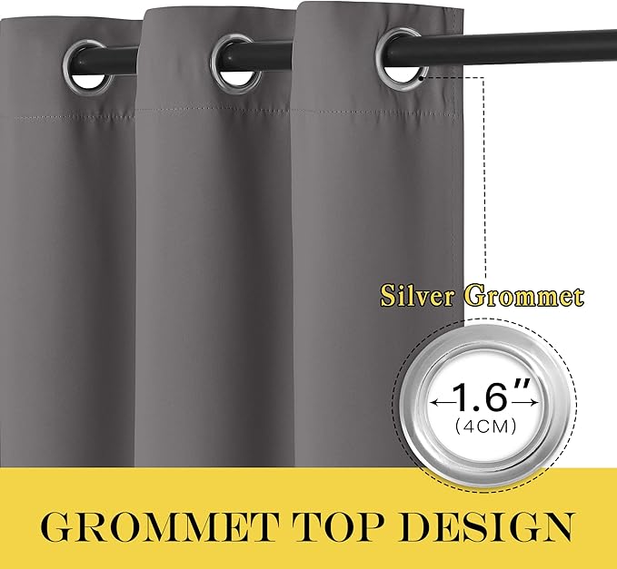 NICETOWN Grey Blackout Doorway Curtain 80 inch Length, Grommet Room Darkening - Image 3