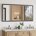 48 x 24 Black Framed Mirror for Bathroom, Beveled Black Bathroom Vanity Mirror by QUEENFUN