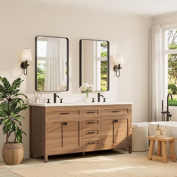 TETOTE Black Framed Bathroom Mirror, 24 x 36 Inch Matte Metal Frame Vanity - Image 2