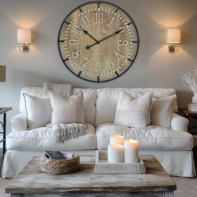 EMAX HOME 24 Inch Large Farmhouse Wall Clock - Image 3