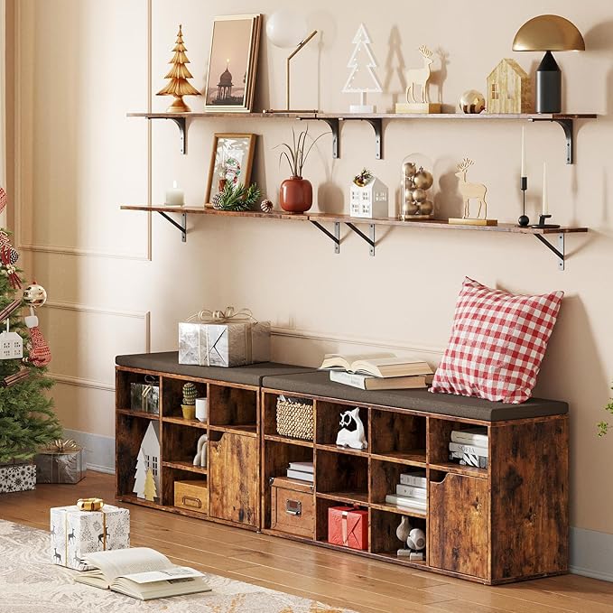 DINZI LVJ Long Wall Shelves, 47.3Inch Wall Mounted Shelves Set of 4, Extra - Image 5