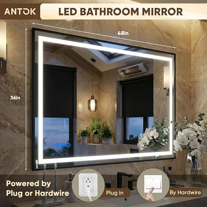 Antok 48X36 LED Bathroom Mirror - Image 5