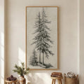 Large Framed Vertical Vintage Pine Tree Wall Art by Cuspin
