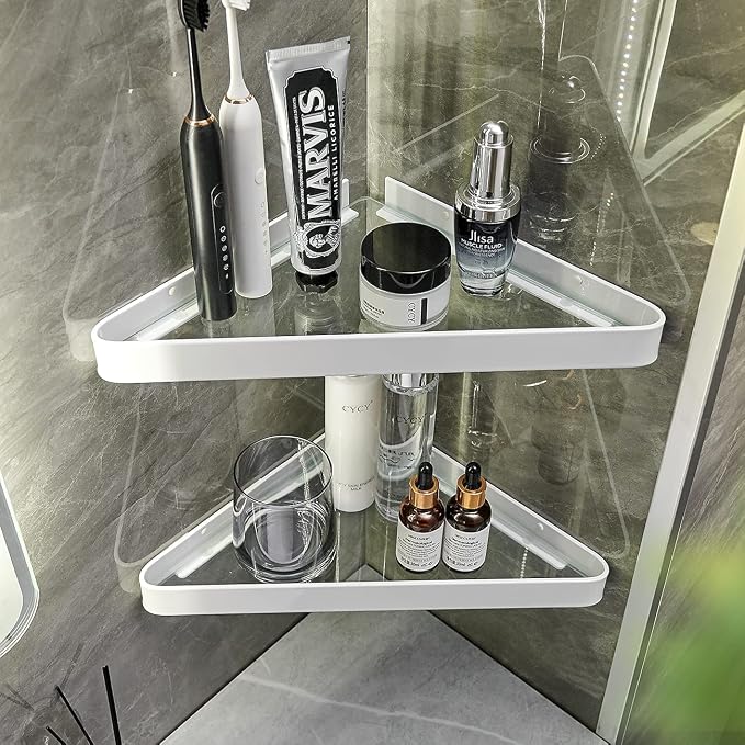 VOLPONE Bathroom Shelves Wall Mounted Glass Corner Shelf by VOLPONE