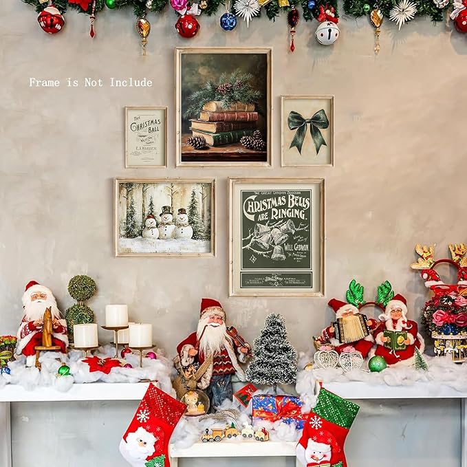 Vodefoad Vintage Dark Green Christmas Prints Set Farmhouse Christmas Gallery - Image 5
