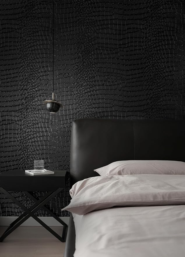 Peel and Stick Wallpaper Black Crocodile Wall Paper Modern Textured - Image 8